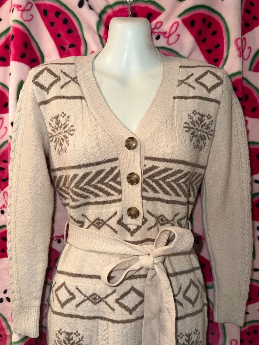 🤎 Lucky Brand Long Sleeve Belted Sweater Dress - Picture 2 of 7